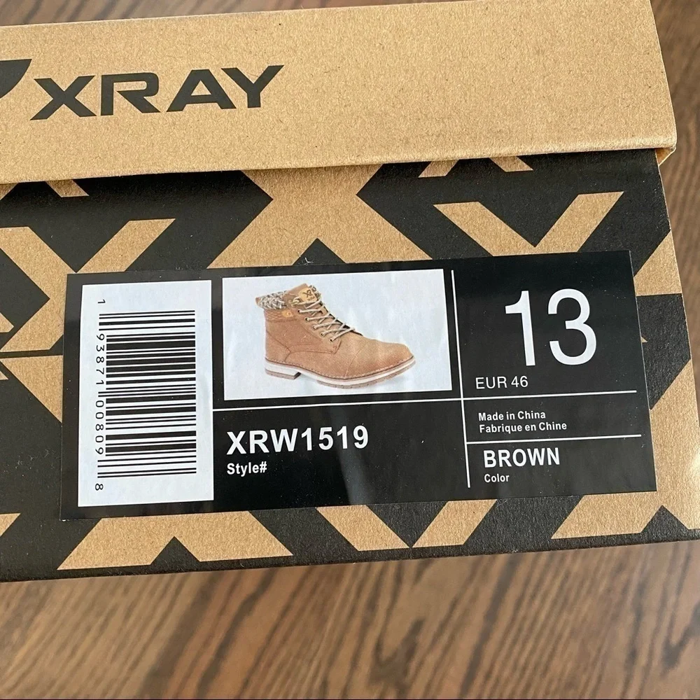 NWT Mens Xray Ruslan brown warm workbook hiking walking boot size 13